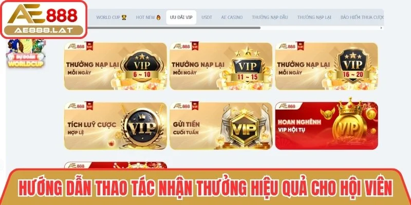 Thao tác nhận thưởng hiệu quả cho hội viên